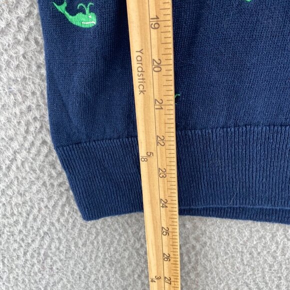 J Crew Sweater Womens Small Navy Whale Linen Embroidered 3/4 Sleeve Pullover - Picture 8 of 9